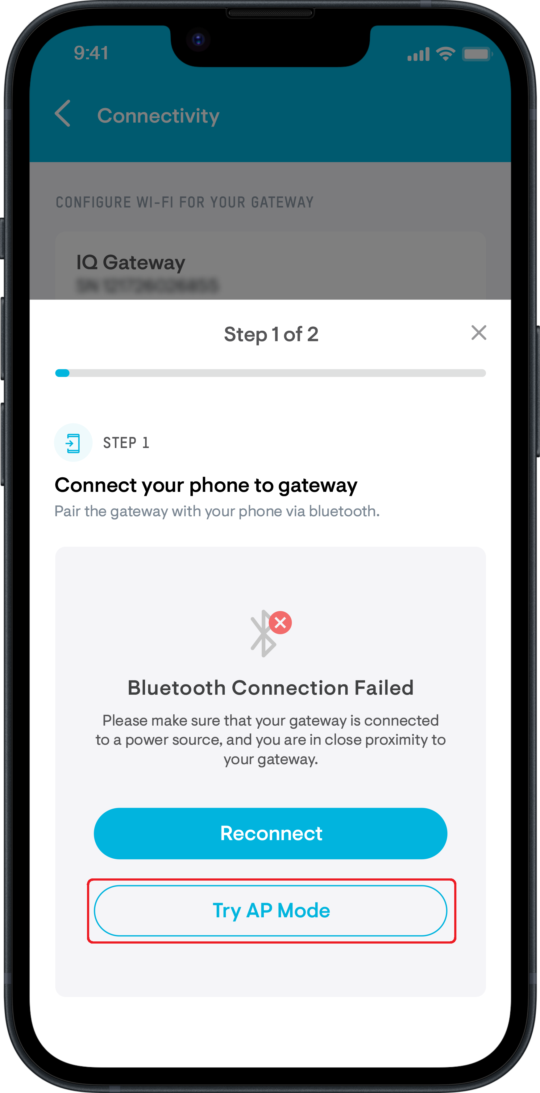 Reconnecting the IQ Gateway to Wi-Fi via Bluetooth for systems with IQ ...
