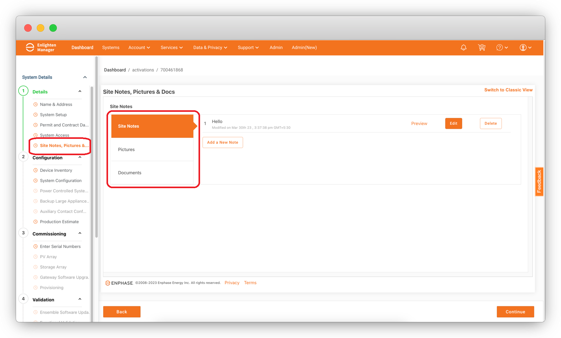 How installers can add notes and pictures to a site using the Enphase ...