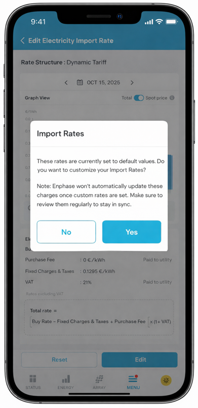 Optimizing dynamic tariffs with custom rate inputs - Support | Enphase